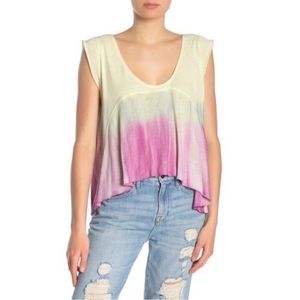 Free People Yellow and Pink Ombre Tank Top